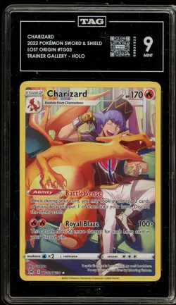 Pokemon Charizard Lost Origin Trainer Gallery Full Art #TG03 TAG 9 Mint - Image 1