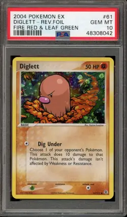 Pokemon Diglett EX Fire Red & Leaf Green Reverse Holo #61 PSA 10 Gem Mint - Image 1