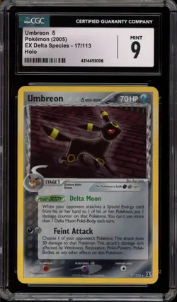 Pokemon Umbreon EX Delta Species Holo Rare #17 CGC 9 Mint - Image 1