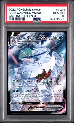 2022 POKEMON SWSH ASTRAL RADIANCE FULL ART/ICE RIDER CALYREX VMAX PSA 10 - Image 1
