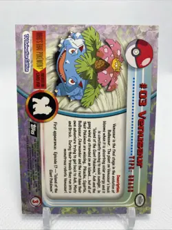 1999 Topps Pokemon TV Animation Series 1 - Venusaur #03 - Black Logo - Non-Holo - Image 2