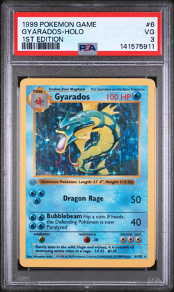 Gyarados 6/102 GRAY GREY STAMP ERROR 1st Edition Holo Pokemon Base Set PSA 3 - Image 1