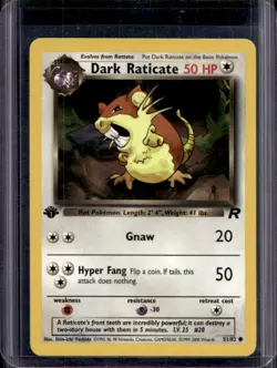 2000 Pokemon Team Rocket First Edition Dark Raticate #51/82 - Image 1
