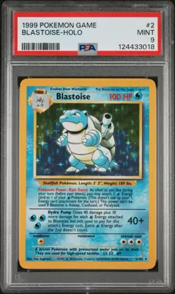 1999 Pokemon Base Set Unlimited Blastoise #2 /102 PSA 9 Mint - Image 1