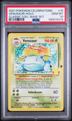 2021 POKEMON CELEBRATIONS CLASSIC COLL #15 VENUSAUR-HOLO PSA 10 - Image 1