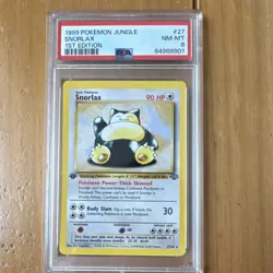 Pokemon Jungle Snorlax 1st Edition PSA 8 Rare Card 27/64 English 1999 - Image 1