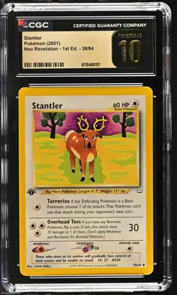 CGC PRISTINE 10 Pokemon Stantler 38/64 2001 Neo Revelation 1st Edition - Image 1