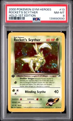 2000 POKEMON GYM HEROES HOLO-1ST ED #13 ROCKET'S SCYTHER PSA 8 - Image 1