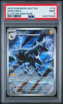 2025 POKEMON WHT EN-WHITE FLARE ILLUSTRATION RARE #115 ZEBSTRIKA PSA 9 - Image 1