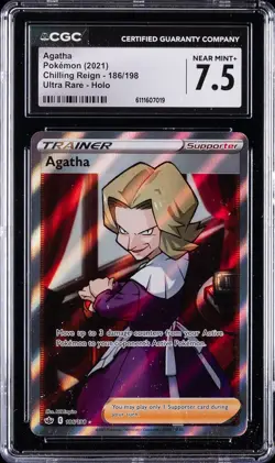 2021 POKEMON CHILLING REIGN ULTRA RARE HOLO #186/198 AGATHA CGC 7.5 - Image 1