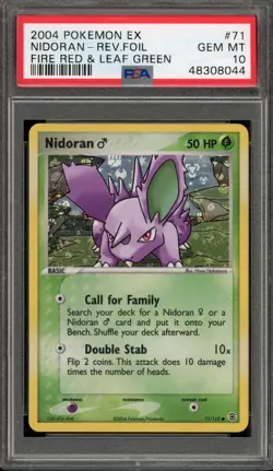 Pokemon Nidoran (Male) EX Fire Red & Leaf Green Reverse Holo #71 PSA 10 Gem Mint - Image 1
