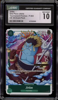 One Piece CCG Jinbe CS '24 Event Pk. Promo P-063 CGC 10 Gem Mint - Image 1