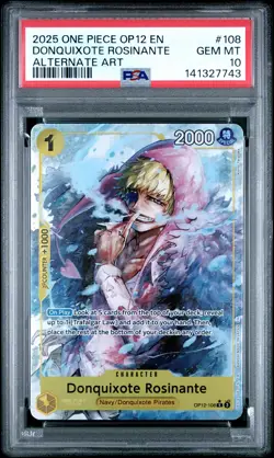 2025 ONE PIECE OP12-LEGACY OF THE MASTER ALT ART DONQUIXOTE ROSINANTE PSA 10 - Image 1