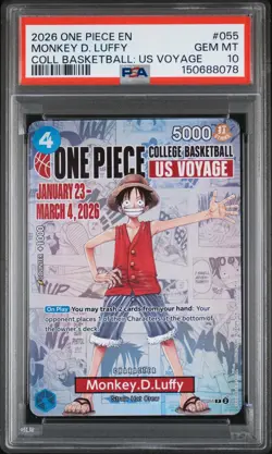 2026 ONE PIECE PROMOS ONE PIECE COLLEGE BK: US VOYAGE MONKEY D. LUFFY PSA 10 - Image 1