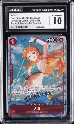 2022 ONE PIECE JPN ROMANCE DAWN RARE ALTERNATE ART PARALLEL NAMI CGC 10 GEM MINT - Image 1