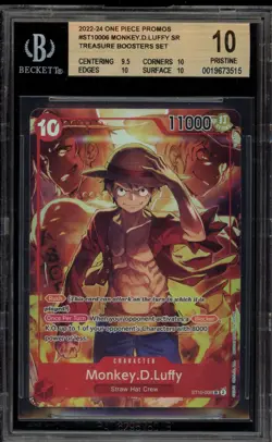 One Piece CCG Monkey.D.Luffy Treasure Boosters Set Promo ST10-006 BGS 10 - Image 1