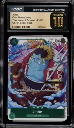 One Piece CCG Jinbe CS '24 Event Pk. Promo P-063 CGC 10 Pristine - Image 1