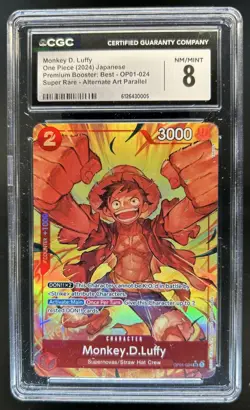 2024 One Piece The Best Monkey.D.Luffy Super Rare Alternate Art #OP01-024 CGC 8 - Image 1