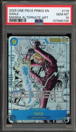 One Piece CCG Sanji PRB02 Manga Alternate Art OP06-119 PSA 10 Gem Mint - Image 1