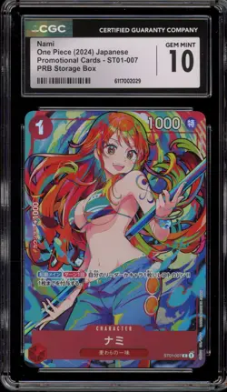 One Piece CCG Nami PRB Storage Bx. JPN Promo ST01-007 CGC 10 Gem Mint - Image 1