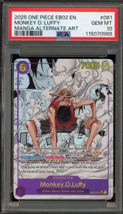 One Piece CCG Monkey.D.Luffy Manga Alternate Art EB02-061 PSA 10 Gem Mint - Image 1