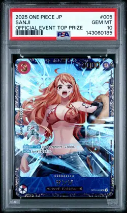 2025 ONE PIECE JPN PROMOS OFFICIAL EVENT TOP PRIZE #005 SANJI PSA 10 - Image 1