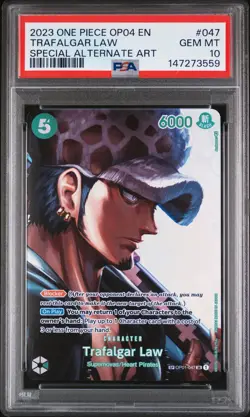 2023 ONE PIECE OP04-KINGDOMS OF INTRIGUE #047 TRAFALGAR LAW PSA 10 - Image 1