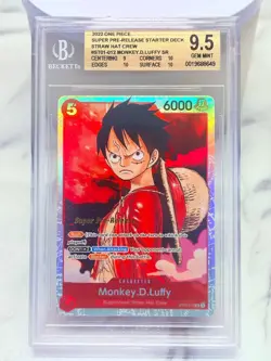 2022 One Piece MONKEY.D.LUFFY BGS 9.5 SUPER PRE-RELEASE ST01-012 STRAW HAT - Image 1