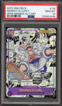 One Piece CCG Monkey.D.Luffy Manga Alternate Art OP05-119 PSA 10 Gem Mint - Image 1