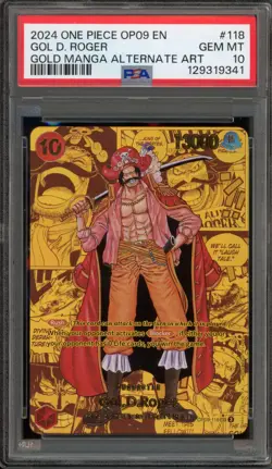 One Piece CCG Gol.D.Roger Gold Manga Alternate Art OP09-118 PSA 10 Gem Mint - Image 1