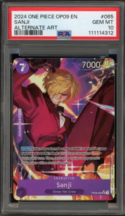 One Piece CCG Sanji Alternate Art OP09-065 PSA 10 Gem Mint - Image 1