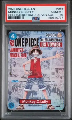 2026 ONE PIECE PROMOS COLLEGE BASKETBALL : US VOYAGE MONKEY D. LUFFY PSA 10 - Image 1