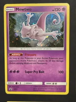 Pokemon Card Mewtwo S&M Ultra Rare Cosmos Holo Black Star Promo SM77 LP - Image 1