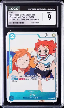 2025 ONE PIECE PROMO CARDS JPN FOCUS ON "ONE PIECE FAN LETTER" #P-096 GIRL CGC 9 - Image 1