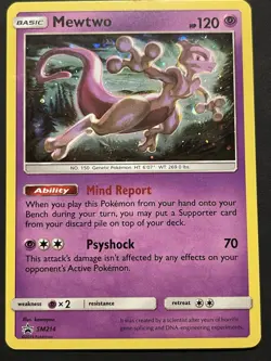 Mewtwo SM214 Sun & Moon Black Star Promo Cosmos Holo Pokemon Card LP+ - Image 1