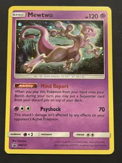 Mewtwo SM214 Sun & Moon Black Star Promo Cosmos Holo Pokemon Card LP+ - Image 1