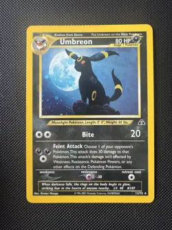 Pokemon TCG Umbreon Neo Discovery Holo Card 13/75 Unlimited Rare 2001 - Image 1