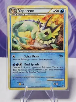Vaporeon 41/90 2010 Non Holo Pokemon Card HGSS Undaunted Card Set LP - Image 1