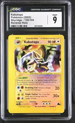 CGC 9 MINT Kabutops 2003 Skyridge 150/144 Reverse Holo Pokemon Card - Image 1