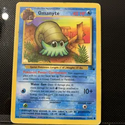 Pokemon TCG Omanyte Fossil Card 52/62 DAMAGED Kagemaru Himeno Vintage - Image 1