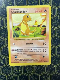 Pokemon TCG Charmander Card 46/102 Common Shadowless Base Set D4 - Image 1