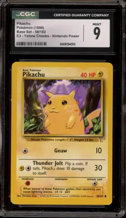 Pokemon Pikachu E3 Stamped Yellow Cheeks Base Set Promo #58 CGC 9 Mint - Image 1