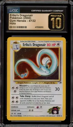 Pokemon Erika's Dragonair Gym Heroes Unlimited Holo Rare #4 CGC 10 Pristine - Image 1