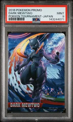 2016 POKEMON PROMO POKKEN TOURNAMENT JPN DARK MEWTWO PSA 9 - Image 1
