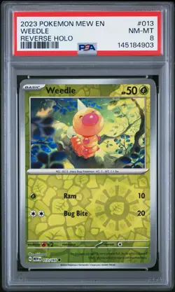 2023 POKEMON MEW EN-151 REVERSE HOLO #013 WEEDLE PSA 8 - Image 1