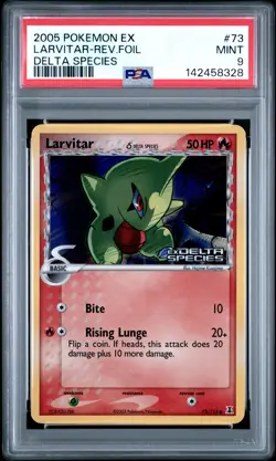 2005 POKEMON EX DELTA SPECIES #73 LARVITAR-REVERSE FOIL PSA 9 - Image 1