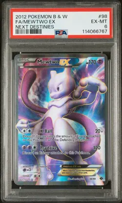 2012 POKEMON B&W NEXT DESTINIES #98 FULL ART/MEWTWO EX PSA 6 - Image 1