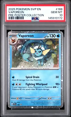 2025 POKEMON SVP EN-SV BLACK STAR PROMO #168 VAPOREON PSA 10 - Image 1