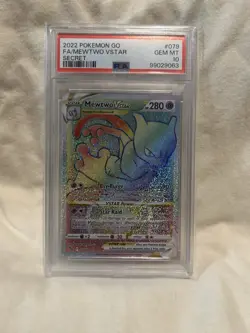 2022 Pokemon SWSH Pokemon GO Mewtwo VST Secret Rare #079/078 PSA 10 - Image 1