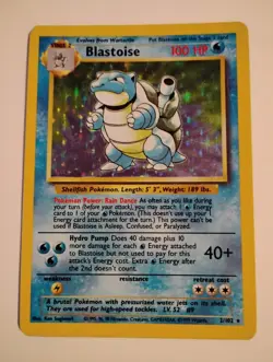 Pokemon Blastoise 002/102 Base Set Unlimited Holo Rare 1999 LP - Image 1